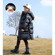 Anti-season girl down jacket waist 2020 new winter style Foreign style children children Winter girl long coat