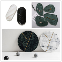  Nordic marble oval tray jewelry plate storage entrance decoration bathroom plate model room soft decoration design display