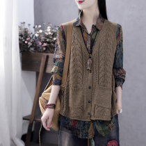 Han Suoyi retro art autumn vest jacket female hollow I-shaped thin horse clip