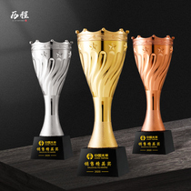Creative high-end crystal trophy custom metal crown annual meeting excellent employee award laurel gold silver and copper color production