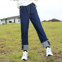 Childrens clothing girls  jeans autumn 2021 new childrens western style spring and autumn pants medium and large virgin girls casual pants