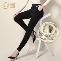 Winter plus suede thickened beating underpants woman outside wearing high waist cotton pants black small leggings big code warm goat suede womens pants