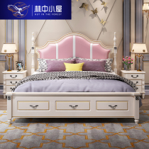 Small American bed light luxury solid wood bed European style double bed master bedroom luxury king bed simple beauty country princess bed