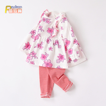 Clearance 0-1-3 years old children autumn dress female baby skirt two-piece set Spring and Autumn thin baby Princess tide clothes