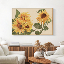 Modern light luxury flower living room decoration painting simple bedroom banner bedside painting sofa background wall sunflower hanging painting