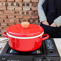 Enamel Japanese style 20cm two-color moon cooker Household thickened enamel soup pot Gas induction cooker universal
