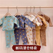 ins autumn male and female baby cartoon long sleeve home clothes two-piece baby cute autumn clothes and long pants two-piece tide