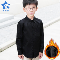 Boys long-sleeved black shirt childrens wear piano show school uniform garden uniform class uniform boys pure black shirt