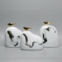 Modern new Chinese style model room Hotel villa wine cabinet Ceramic decoration Home creative TV cabinet Soft decoration