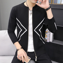 Mens casual knitwear jacket cardigan jacket spring and autumn thin sweater wear Korean slim trend coat