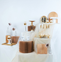 European gold luxury dessert table ornaments wedding display stand resin tray birthday cake plate shooting props