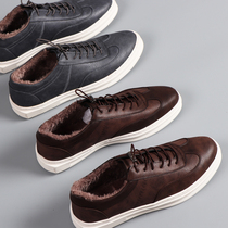  Foreign trade mens shoes foreign single export tail goods cut standard casual shoes mens winter plus velvet warm all-match Korean version of the trend board shoes