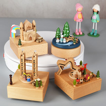 Music Box Music Box Girls Sky City Movement Clockwork Wooden Carousel Little Girl Birthday Gift