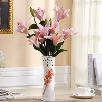 Modern minimalist ceramic vase decoration table top dining table flower arrangement white flower living room TV cabinet partition decoration