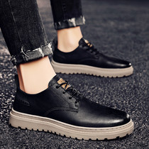 Casual leather shoes men business dress British style black trendy shoes leather shoes mens shoes 2021 new autumn