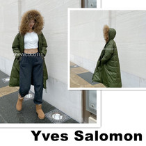 (VV home) Yves Salomon army green super large wool collar long down jacket original 13000