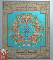 Bogo frame door panel Wufu Linmen Bat Xiangyun Chinese knot engraved figure jdp relief map gray-scale wood carving map