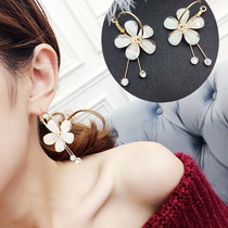 Clove petal earrings Korean temperament long exaggerated tassel earrings Super fairy crystal flower earrings Korean earrings