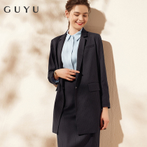 2022 autumn and winter striped professional suit female temperament work business formal suit high-end interview small suit jacket