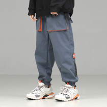 KEYNOTE sea urchin brand 19AW mens trend sports two color multi bag tooling nylon pvc padded pants