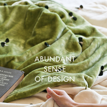 CASTLE Garden Pro-Skin Solid Leaves Double Multifunction Suede Blanket Leaves Blanket Milk White Fern Green