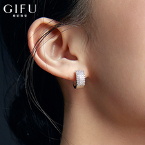 Big ear buckle female real silver sterling silver stud rhinestone earrings ear ring temperament earrings 2021 new trend cold wind
