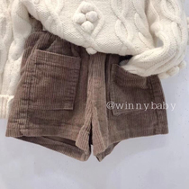 Childrens pants 20 Winter new girl baby Yangqi 100 lap and thickened lamp core suede shorts temperament boots