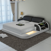 Tatami bed in the master bedroom leather nuptial bed large modern light luxury deluxe double bed 1 8 meters bed multi-function