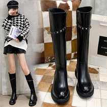 Boots Children 2021 new autumn and winter plus velvet boots but knee Martin boots show thin tall Knight boots