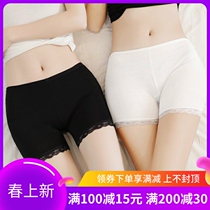 Japanese summer beating underpants female high waist anti-walking light lace No marks inside and outside wearing ice silk insurance safety pants shorts thin