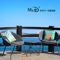 Modern simple balcony leisure table and chairs Three-piece villa terrace wrought iron table and chairs combination courtyard garden table and chair stool