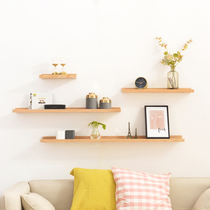 Punch-free solid wood partition wall shelf wall hanging living room TV wall shelf bedroom wall board