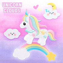 Self-adhesive cloth stickers Rainbow unicorn clouds cartoon embroidery bag DIY phone case clothing accessories patch patch
