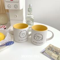 Homemade ins couple ceramic cup 380ml large capacity ceramic coffee cup student cute water Cup mug