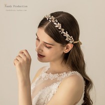 O540 European and American alloy diamond bridal hair belt headgear high-end gold hair hoop wedding dress accessories