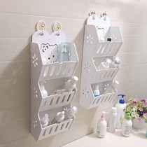 Toilet narrow seam office wall partition mini suction cup 4 layer small corner bathroom rack nail free storage