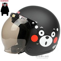 Taiwan Huatai Kumamoto bear matte black Harley electric motorcycle helmet men and women retro helmet warm winter