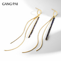Silver pin fashion Korean temperament face thin earrings Net red long tassel earrings 2021 New Tide earrings female