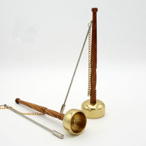 Leading Stones Buddhist Supplies temple Law Society Chinese pure copper straight pole Citation with long handle leading up bronze chime engine Buddha Brass Brass bells