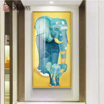 Modern simple porch decorative painting corridor aisle elephant animal Nordic bedroom hanging painting light luxury living room murals