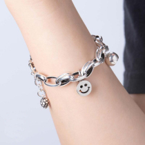 Japan-ROK 925 pure silver lovers male and female Han version student Mori Retro personality Smiling Face Little Elephant Bracelet Birthday Present