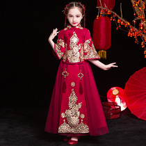 Baby New Years dress Tang suit Chinese style girl New Year Hanfu New Year dress childrens red show clothes autumn and winter