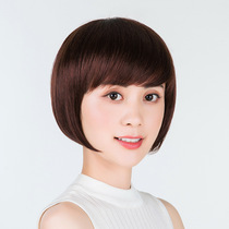 Wig woman short hair bobo head internal buckle True hair Popo head sends Mom light and thin breathable natural live-action hair