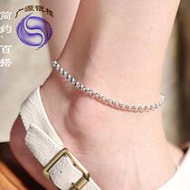 South Korean silver foot chain male and female section Leisure 100 lap circle chain retro fashion coarse foot chain personality 925 pure silver student