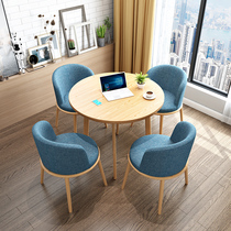 Simple reception negotiation table chair set one table four chairs sales department rest area milk tea shop marble small round meal
