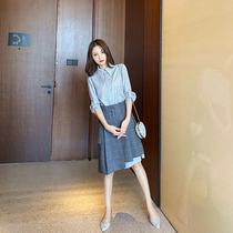 2021 New Women autumn dress temperament chic French niche senior design sense professional OL shirt dress set