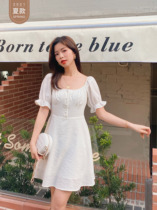 Seven volume a cut white dress female summer little man bubble sleeve U collar sweet spring first love dress fairy dress 282