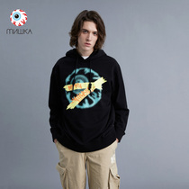 Mishka big eye ball Tide brand 2021 autumn winter mosaic LOGO print hooded pullover sweater