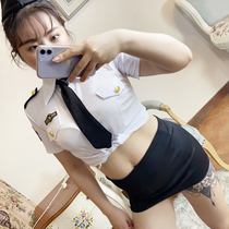 Sexy lingerie cosplay uniform Seduction policewoman uniform Passion suit Tight bag hip short skirt Plus size fat MM