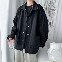 Spring and autumn New ins loose jacket mens trend Korean thin tooling jacket Hong Kong wind Joker clothes